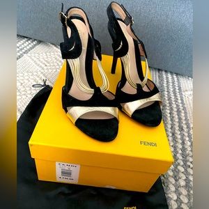 Fendi black gold shoes size 38 - New